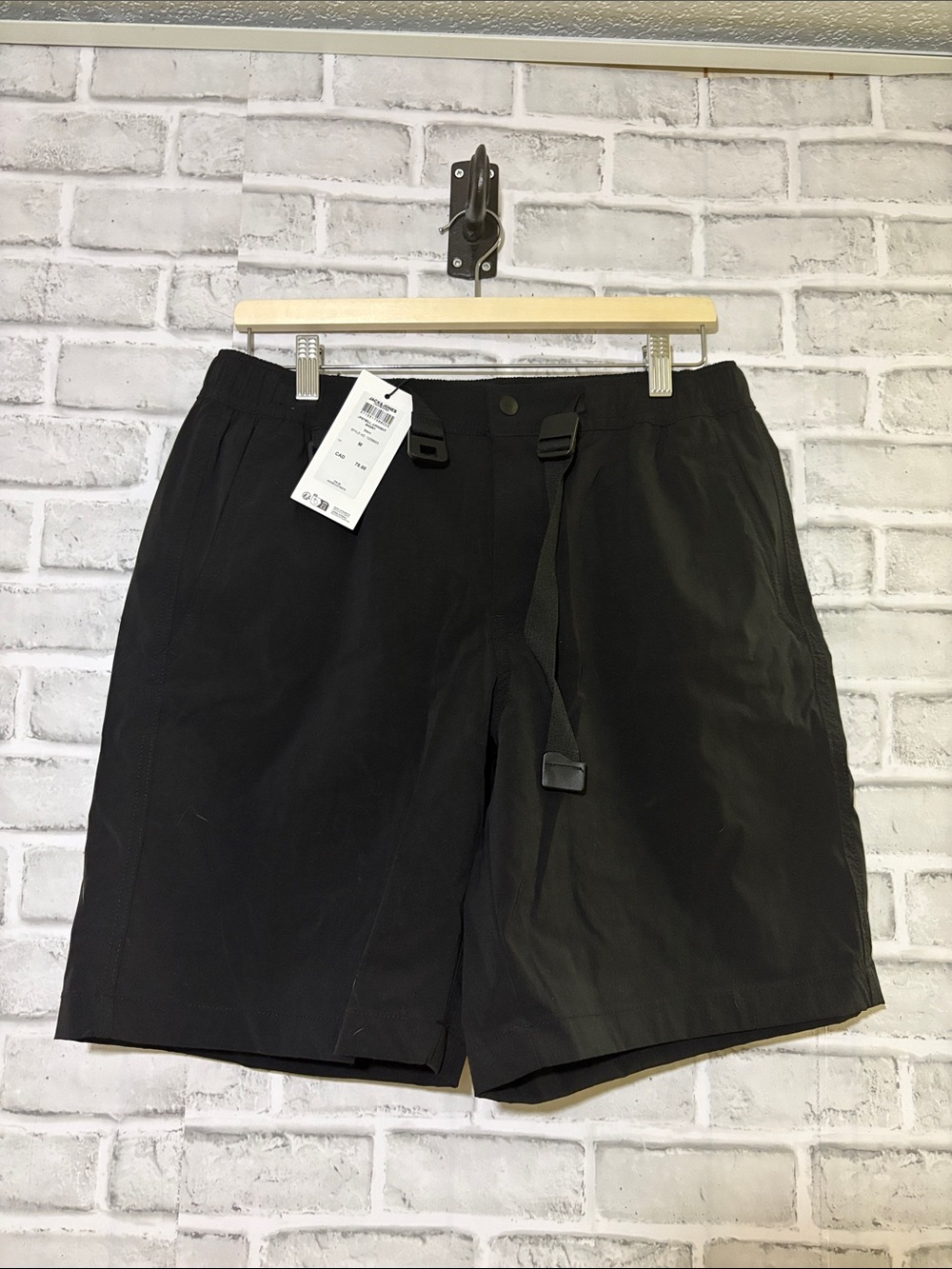 Jack & Jones Black Casual Hybrid Shorts with Utility Strap, medium BRAND NEW